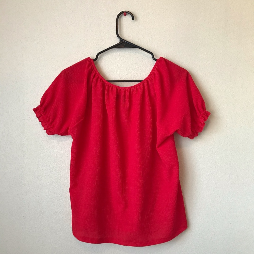 Madewell Texture And Thread Red Top - image 3